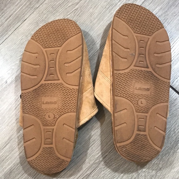 LAMO MEN'S SCUFF Faux Fur Chestnut Suede Upper Slippers size L - Picture 8 of 11